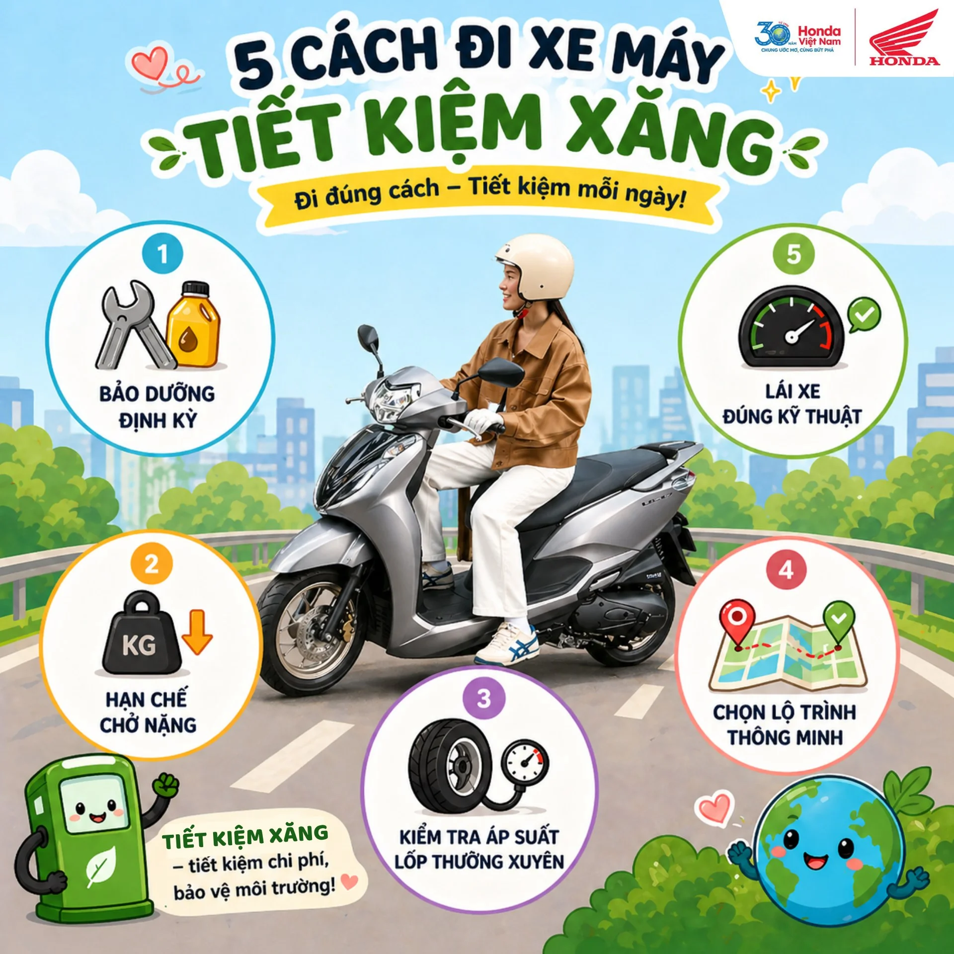 Bí quyết đi xe máy tiết kiệm xăng: Giảm chi phí, tăng tuổi thọ xe