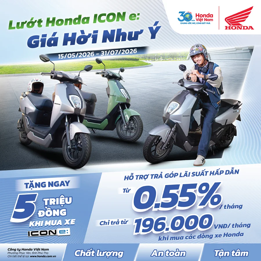 Honda ICON e: Ưu Đãi Hấp Dẫn, Vi Vu Hè Xanh