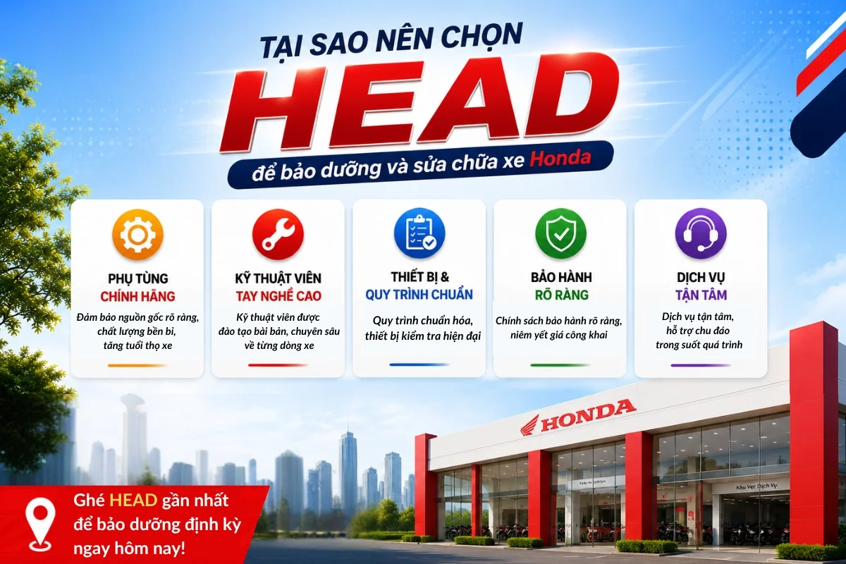 Bảo Dưỡng Xe Honda Tại HEAD Toàn Trung: An Tâm Vận Hành, Tối Ưu Hiệu Suất